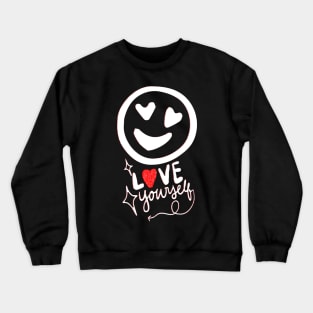 Emoji Love yourself very much!. Happy emoji face with red and white hearts. Crewneck Sweatshirt